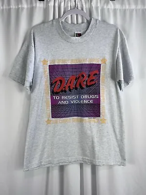 Vintage D.A.R.E. Dare To Resist Drugs T Shirt Large 1996 Gray 90s • $19.99