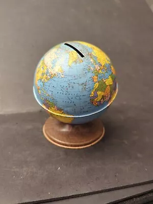 Vintage Ohio Art Co Painted Tin Bank Globe.Mising Bottom Closure • $10