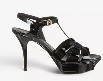 Saint Laurent Black Patent Tribute Platform Heels UK 6 /40 Heels YSL Shoes BNIIB • £300