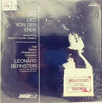 MAHLER  Das Lied Von Der Erde  LEONARD BERNSTEIN LP NM/NM Gatefold LONDON TAS • $11.99