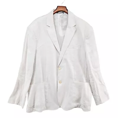 Alan Flusser Linen Blazer Mens Solid White 2 Button Sports Coat Jacket Size XL • $32.99