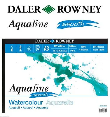 £14.99 • Buy Daler Rowney AQUAFINE WATERCOLOUR PAD 12 SHEETS 300GSM SMOOTH A4 A3