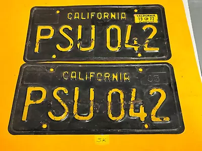 Vintage California Black License Plates Pair - PSU 042 • $49.95