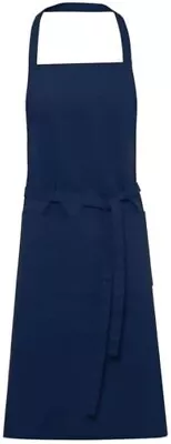 Full Length Cotton Mix Apron Chef Kitchen Bib With Pocket LONG SIDE STRAPS NAVY • £8.79