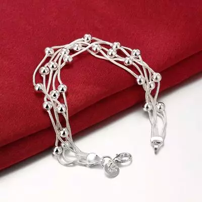 Fine 925 Sterling Silver Charms Tassel Beads Bracelets For Women Fashion Jewelry • $2.43