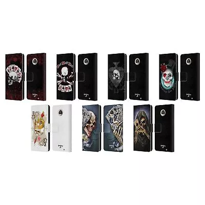 Official Alchemy Gothic Skull And Cards Leather Book Case For Motorola Phones • $22.95