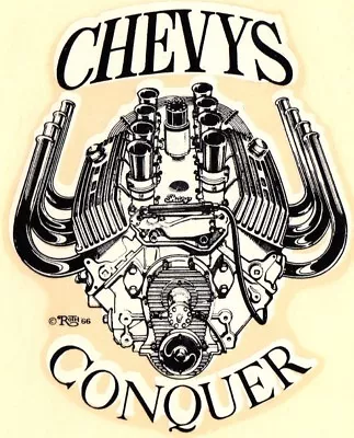 $27.99 • Buy Original Vintage Ed Roth Decal 1966 Chevy Dragster Drag Racing Fed Hot Rod Nhra