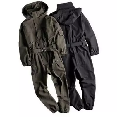 Mens Fashion Jumpsuit Hooded Belt Outdoor Leisure Rompers Overalls Pants Casual • $56.95