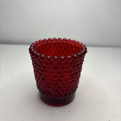 Vintage Red Hobnail Candle Votive Or Toothpick Holder 2.5  Tall • $11.99