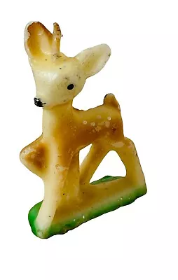 Vtg Gurley Baby Deer Candle 3  Christmas Fawn Winter Reindeer Black Nose Novelty • $18.99