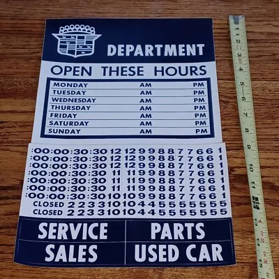 Vtg 60s CADILLAC Dealership Service Department OPEN CLOSE Stickers Dealer Sign • $29.99