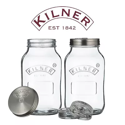 £23.40 • Buy Kilner Set Of 2 X 1 Litre Glass Fermentation Jars For Making Sauerkraut & Kimchi