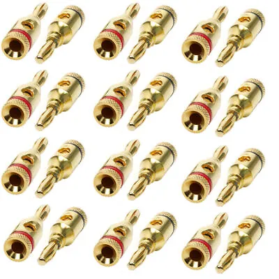 20Pcs 4mm Gold Plated Banana Black Red Connector Audio Speaker Wire Cable Plugs • £12.99