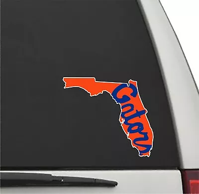 Florida Gators ORANGE State Of Florida With GATORS SCRIPT Vinyl Decal UF Sticker • $3.95