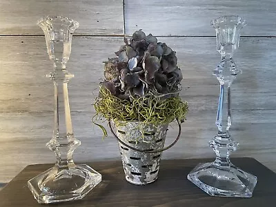 Vintage Lead Crystal Tapered Candle Holders 10 In. ~ Set Of 2 Candlesticks  • $8.99