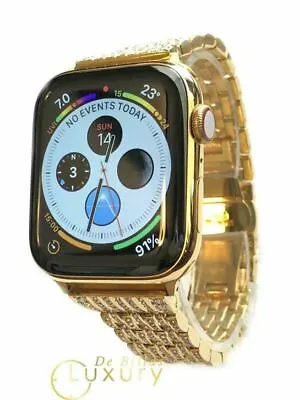 24K Gold Plated 44MM Apple Watch SERIES 6 Diamond Rhinestones Band GPS LTE O2 • $899