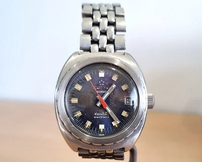 £293.46 • Buy Vintage SS Eterna Sonic Kontiki Blue Dial Swiss 12 J Tuning Fork Watch