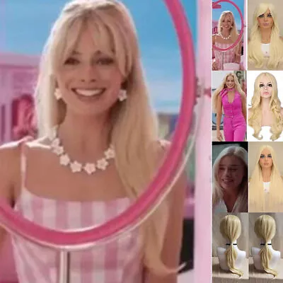 Barbie Cosplay Natural Wig Women Long Wavy Straight Platinum Blonde Hair Wig Hpt • $27.64