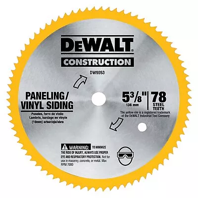 DEWALT Circular Saw Blade 5 3/8 Inch 80 Tooth Vinyl Cutting DW9053 • $16.30