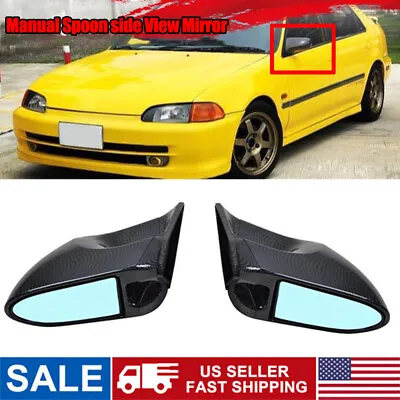 Carbon Fiber Manual Adjustable Side Mirrors For 92-95 Honda Civic EG 2DR Sport# • $90.15