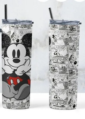 Disney Mickey Mouse 20oz Skinny Stainless Steel Tumbler With Lid & Straw - NEW • $18.99