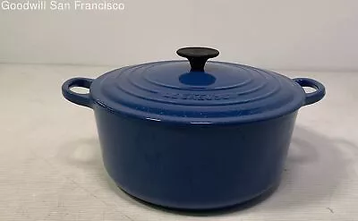 Le Creuset Cast Iron Enameled Cookware Dutch Oven With Lid Round 5.5 Qt Blue • $81