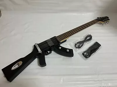 Professional 6 String Electric Guitar Machine Gun Shape Black /w Gig Bag New • $249