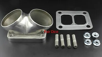 T4 Divided Turbo Inlet FLANGE Twin 2.5  TAPPED 304 Stainless Steel + GSK + Stud • $48.45