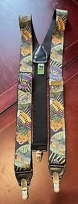 Vintage WWF World Wildlife Fund Animal Jungle Frog Suspenders Braces Leather • $18