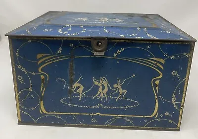 Rare Vintage The Globe Soap Co. Blue Metal Box Enchanting Nymphs And Flowers • $26.06