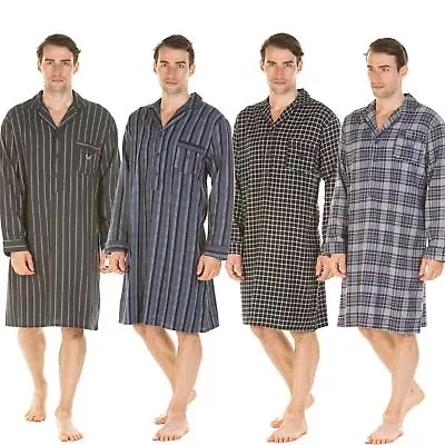 Haigman Mens Long Sleeve 100% Brushed Cotton Nightshirt Size M L XL XXL • $23.37