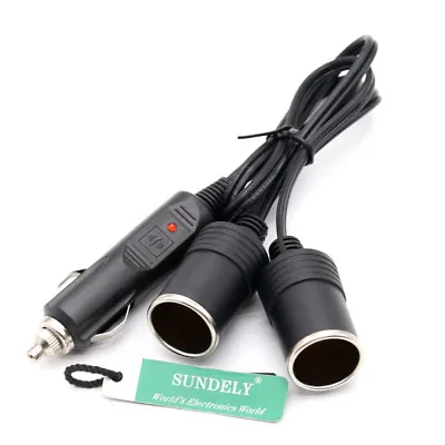 12v Car Van Twin Double Cigarette Lighter Socket Extension Lead Adapter UK Ship • £9.75