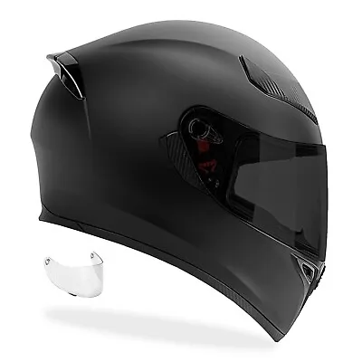 New DOT Motorcycle Helmet Full Face Matte Black S M L XL 2X Chrome Gold Iridium • $104.95