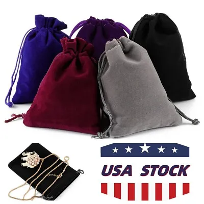 Velvet Drawstring Pouch Jewelry Baggie Ring Party Wedding Gift Bag Set USA STOCK • $10.34