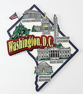 Washington Dc Map And Landmarks Collage Fridge Collectible Souvenir Magnet • $8.45