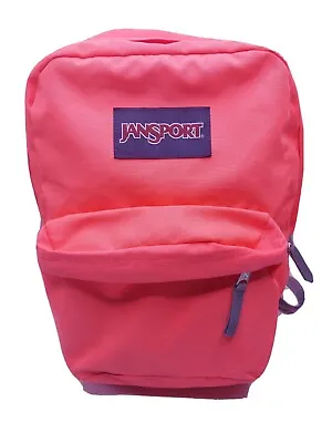 Jansport Backpack Womens School Bag Tote College Gray Pink-ish Orange Salmon • £16.52