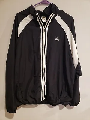 Adidas Men's Climaproof Running Jacket Windbreaker Black White Stripes Size XL  • $18.95