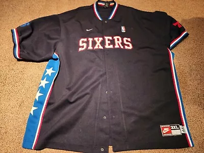 Vintage Nike Rewind 1977 Philadelphia 76ers NBA Warm Up Button Up Shirt Sz 3xl • $59.99