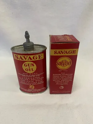 Gun Oil Tin & Gun Solvent Savage Antique Vintage Collectors Lot Savage Arms • $179