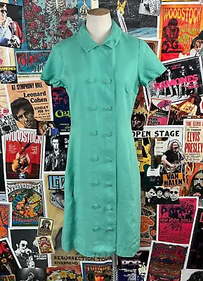 Vintage Women's 50s-60s Mint Green Tailor Town Linen Shirt Dress Size 4 • $30