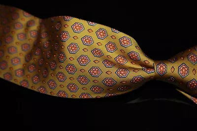 Etro Milano Made Italy Acid Green Chartreuse Mosaic Medallion Foulard Silk Tie • $9.99