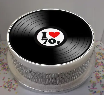 I Love 70's Vinyl Look 8  Icing Sheet / Cake Topper • £5.79
