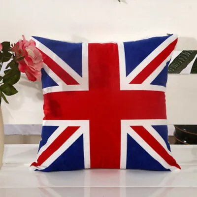 40 CM 45 CM British Coshion Cover Union Jack Flag Pillow Case Flax Plush Decor • £4.99