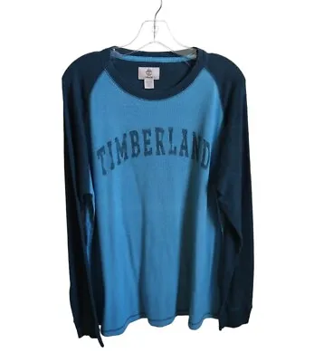 Timberland Thermal Waffle Knit Shirt Mens XL Blue Long Sleeve Slim Fit-#V3 • $8.48