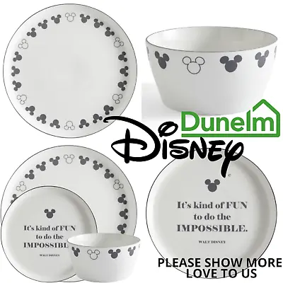Diseny Mickey Mouse White & Black Head Dinner Plate/side Plate/bowl 3 Piece Set • £25
