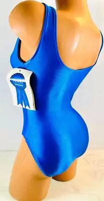 GILDA MARX Vintage Glossy Royal Blue SPANDEX UNITARD 80'S Leotard Bodysuit Sz M • $58