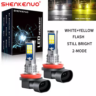 H11 H8 H9 H16 LED Fog Light Bulb Dual Color W/ Flash Mode 6K White + 3K Yellow • $21.24