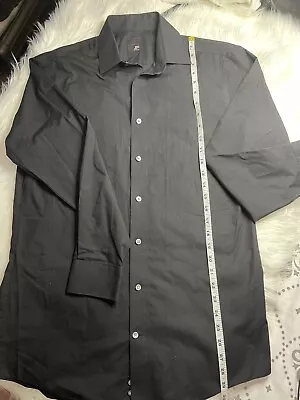 JF J. Ferrar Stretch Slim Shirt Medium  (15-15.5) Black Long Sleeve Button Shirt • $13.99