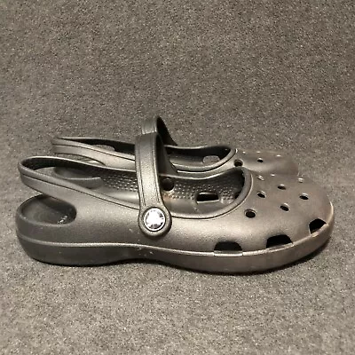 Crocs Classic Shoes Womens 7 M Black Mary Janes Slip On Comfort Clogs Slingback • $24.99