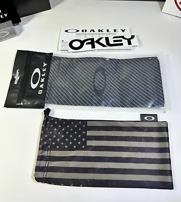 (2) New Oakley Microfiber Bags ~ Subdued USA American Flag & Carbon Fiber +Decal • $25.54
